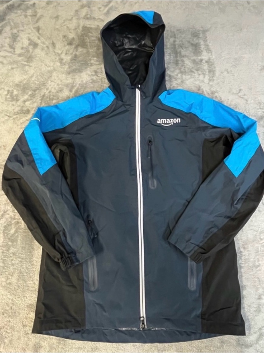 Amazon Men’s Black & Blue Hooded Rain Jacket